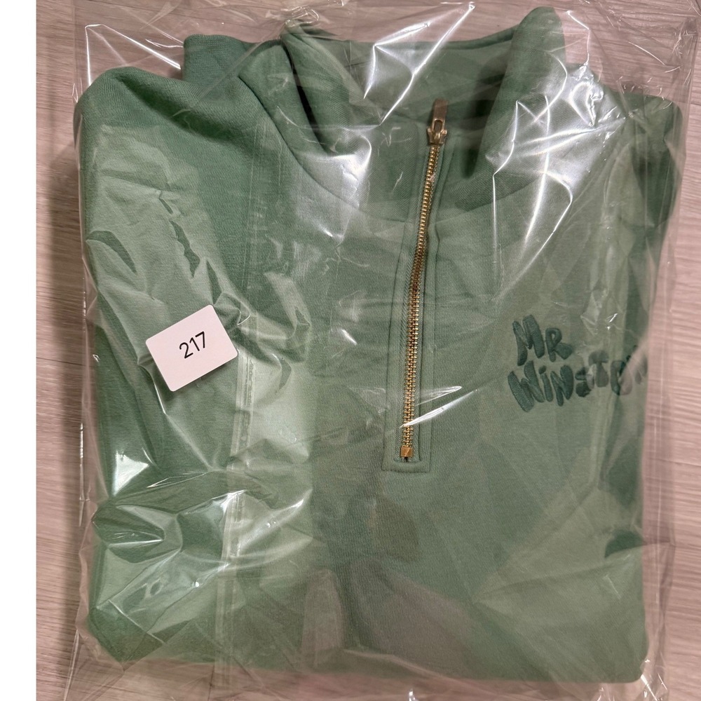 Mr Winston Sage Green Quarter Zip Sweatshirt Oversized Pullover Small - Picture 9 of 11